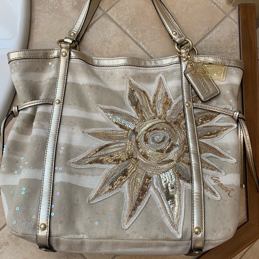 Coach Sun and Starfish Limited Edition Gold Tote - Picture 1 of 4